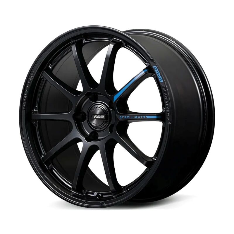 Gram Lights 57NR LIMITED II 18x9.5 +42 5-112 Semigloss Black Wheel w/ Black Cap/Stickers/Air Valve