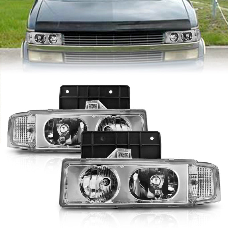 ANZO 1995-2005 Chevrolet Astro Van Crystal Headlights Chrome 1pc