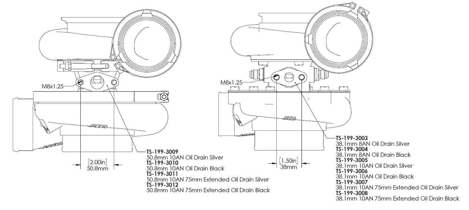 Turbosmart 38.1mm 10AN Oil Drain - Silver