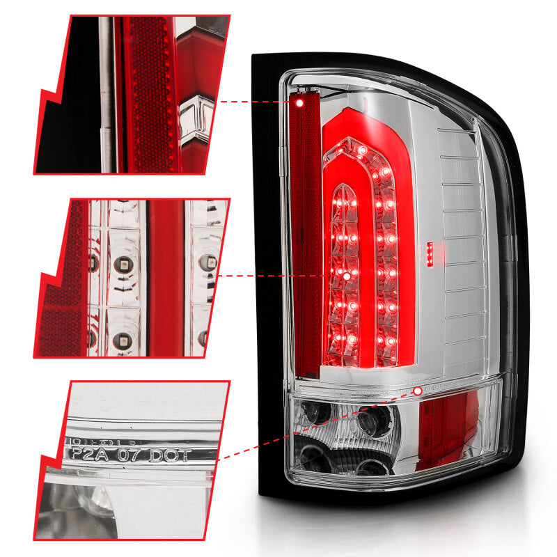 ANZO 2007-2013 Chevrolet Silverado 1500 LED Taillights Chrome