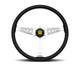 Momo California Steering Wheel 360 mm - Black Leather/White Stitch/Pol Spokes