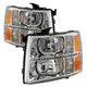 xTune Chevy Silverado 07-13 Crystal Headlights w/ DRL LED Design Black HD-JH-CS07-LED-C