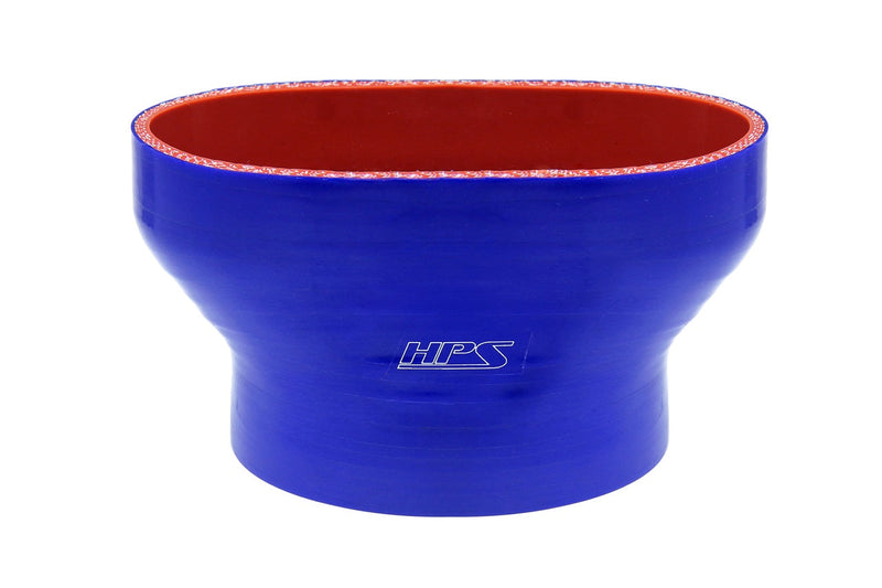 HPS Silicone Oval to Round Coupler - Ford Mustang Ford 55mm Throttle Body (M-9926-MGT) to 3" Tubing - Blue (FOH-55-300-BLUE)