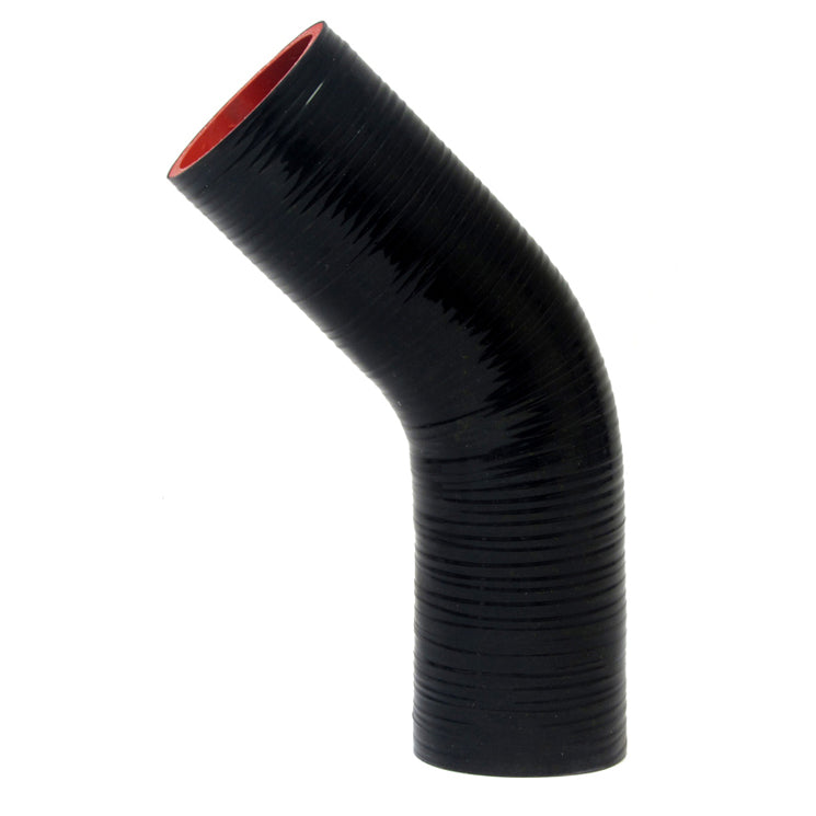 HPS 3.75" (95mm) Silicone Elbow - 45 Degree 5" Long - Black (HTSEC45-375-BLK)
