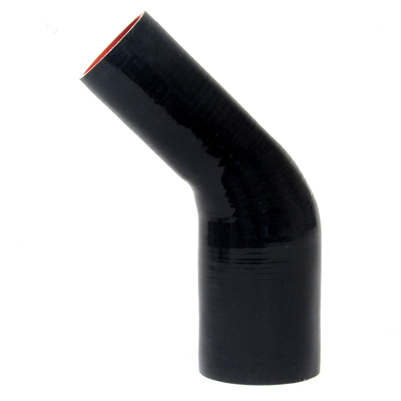 HPS 1.19" - 1.38" (30mm - 35mm) Silicone Elbow Reducer - 45 Degree 5" Long - Black (HTSER45-118-138-BLK)