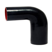 HPS 4.5" - 5" (114mm - 127mm) Silicone Elbow Reducer - 90 Degree 6" Long - Black (HTSER90-450-500-BLK)