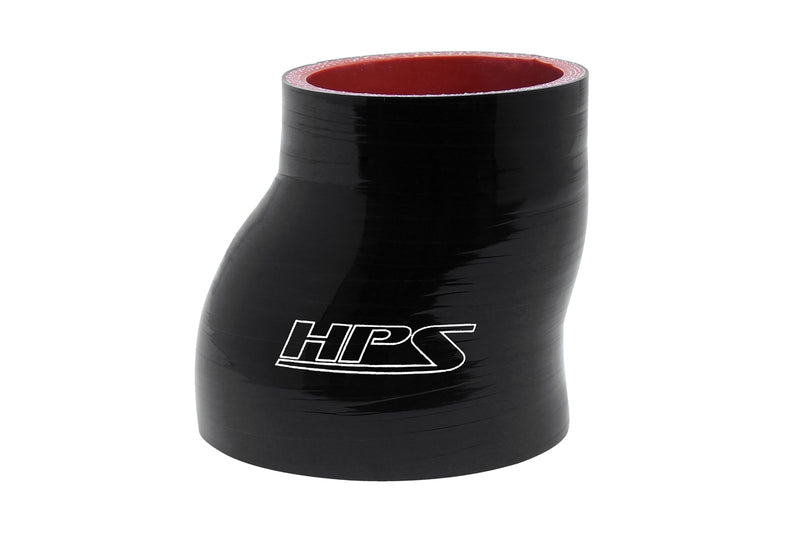 HPS 2.75" - 3.5" (70mm - 89mm) Silicone Offset Reducer 4" Long - Black (HTSOR-275-350-L4-BLK)