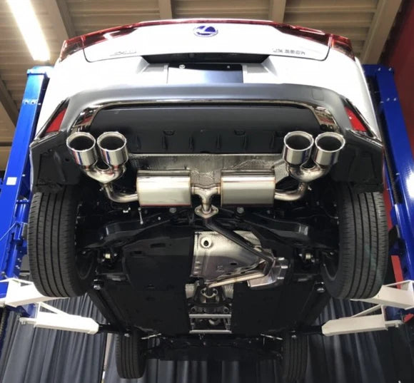 TOM'S Racing- Stainless Exhaust System for 2019+ Lexus UX200/ UX250h [2WD Only] (Stainless Steel Polished- Quad Tips)