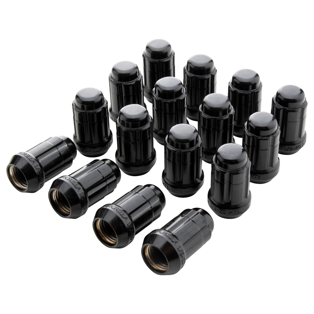 Gorilla Lug Nuts Dual Hex Key - 12mm x 1.50 Thread Size - Black Finish - Set of 16