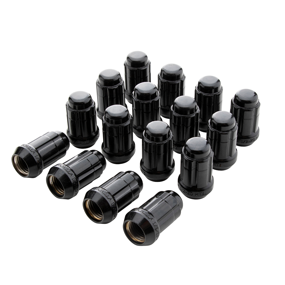 Gorilla Lug Nuts Dual Hex Key - 12mm x 1.25 Thread Size - Black Finish - 4 Lug