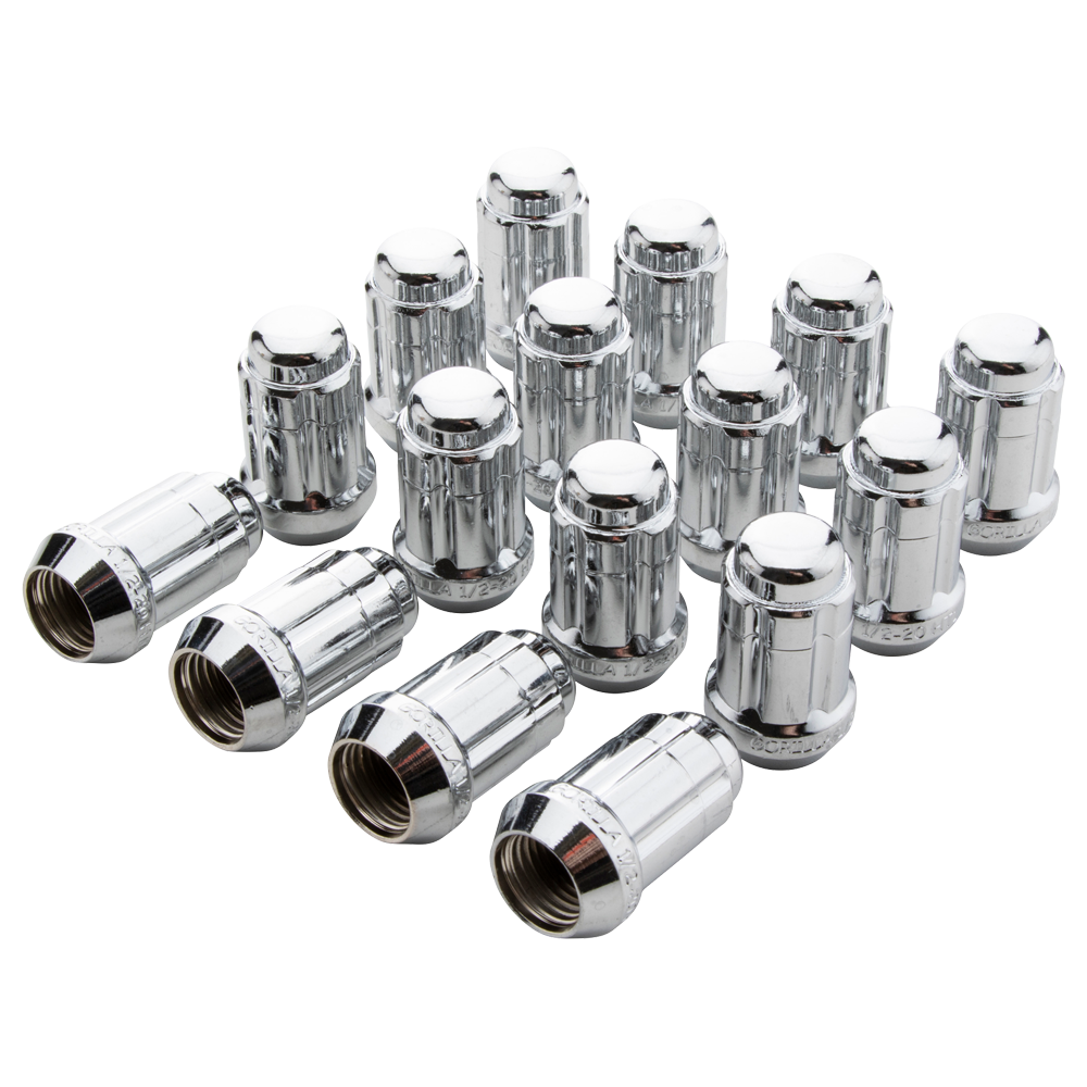 Gorilla Lug Nuts Dual Hex Key - 12mm x 1.25 Thread Size - Chrome Finish - 4 Lug
