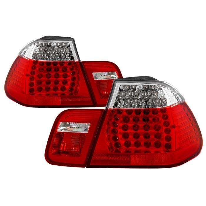 xTune 02-05 BMW 3-Series E46 Sedan LED Tail Lights - Red Clear (ALT-JH-BE4602-4D-LED-RC)