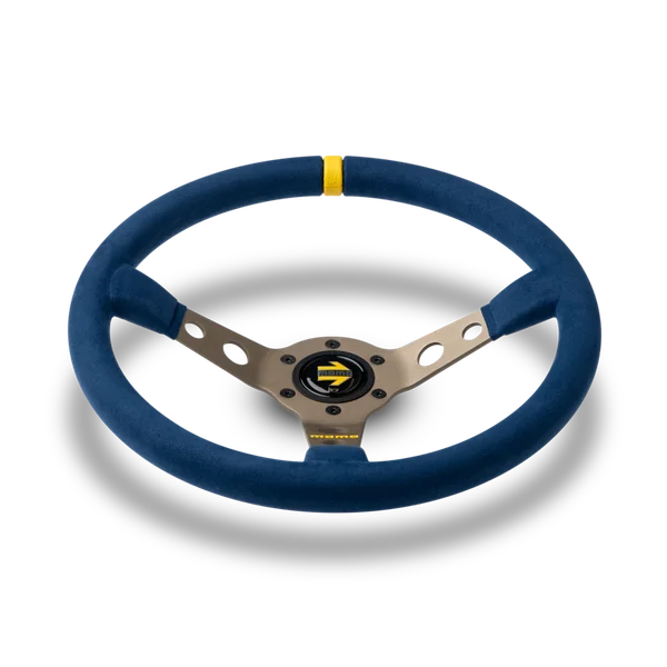 MOMO MOD.07 350 Diam 72 Dish Blue Microfiber Anthracite Anodized Spokes 1 Stripe