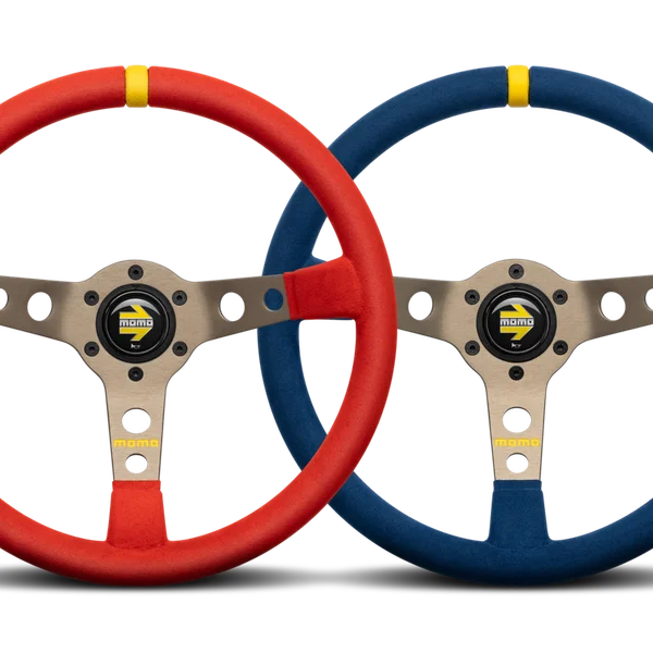 MOMO MOD.07 350 Diam 72 Dish Blue Microfiber Anthracite Anodized Spokes 1 Stripe