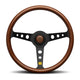 MOMO Mod.07 350mm Wheel - Mahogany Wood w/ Black Anodized Aluminum Spokes & Heritage MOMO Logo