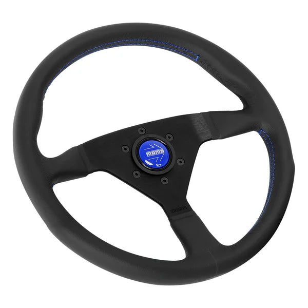 Momo Montecarlo Steering Wheel 350 mm - Black Leather/Blue Stitch/Black Spokes