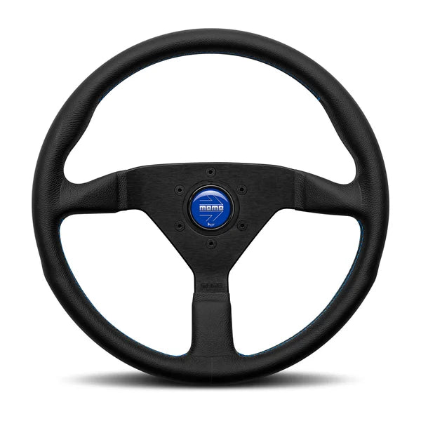 Momo Montecarlo Steering Wheel 350 mm - Black Leather/Blue Stitch/Black Spokes