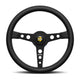 Momo Prototipo Steering Wheel 370 mm - Black Leather/White Stitch/Brushed Black Ano Spokes