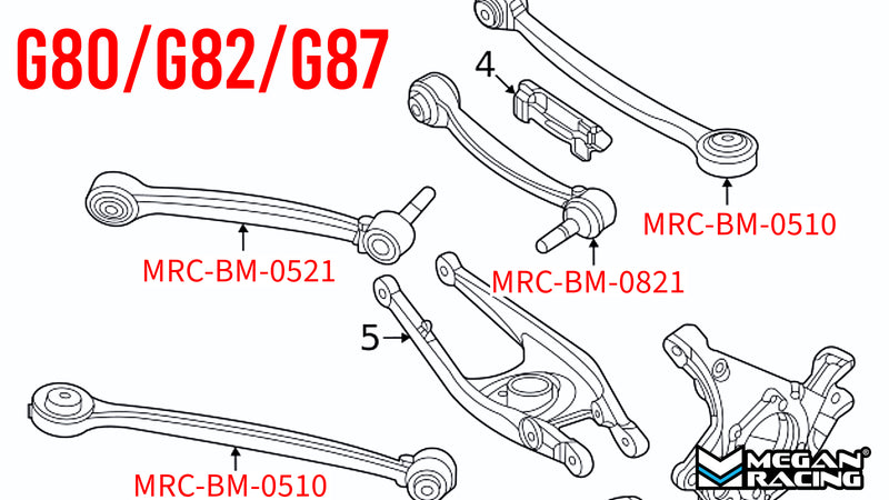 Megan Racing BMW M2/M3/M4 (G80/82/87) 2020+ Rear Upper Camber Arms - MRS-BM-0821