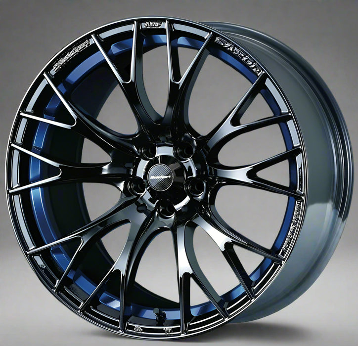 Wedssport SA-20R Black alloy wheel with blue accents on a white background, featuring the brand 'BLCII'.