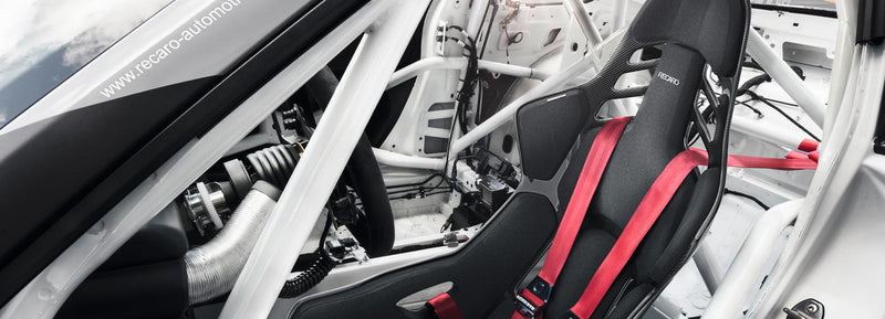 Recaro RS-G Motorsport Seat - Black Leather/Grey Alcantara (4/5/6 Point Belt)