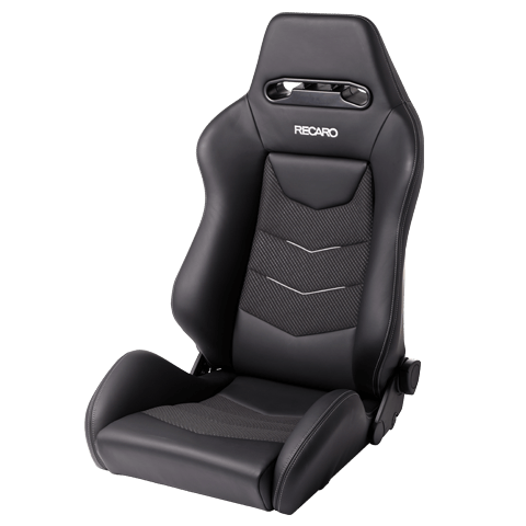 Recaro Speed V w/ Sub-Hole Driver Seat - Black Leather/Cloud Grey Suede Accent