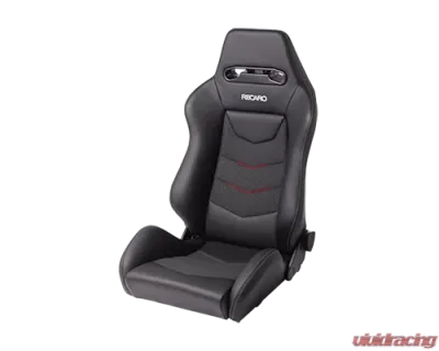 Recaro Speed V w/ Sub-Hole Driver Seat - Black Leather/Red Suede Accent