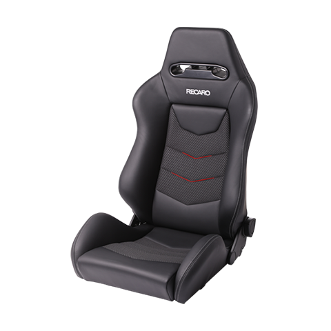 Recaro Speed V w/ Sub-Hole Driver Seat - Black Leather/Cloud Grey Suede Accent