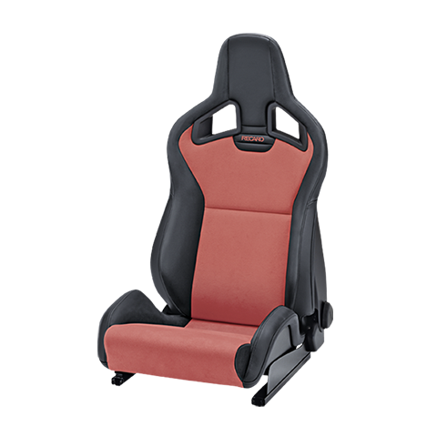 Recaro Sportster CS LH Seat - Black Leather - Suede Red/Red Logo