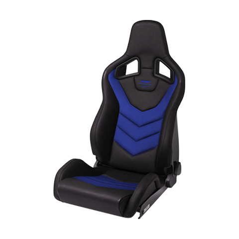 Recaro Sportster GT w/Sub-Hole Passenger Seat - Black Vinyl/Blue Suede