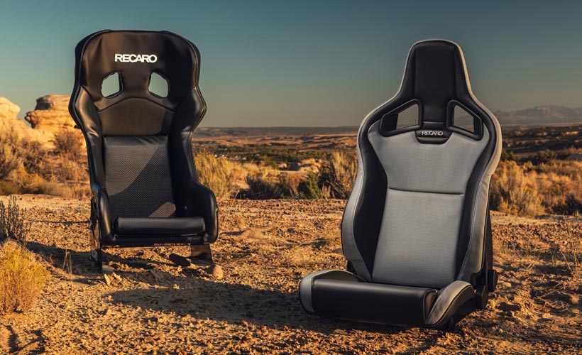 Recaro Speed V Display Seat (Dynamic/Reclinable) - Black Leather/Blue Suede w/Chrome Base