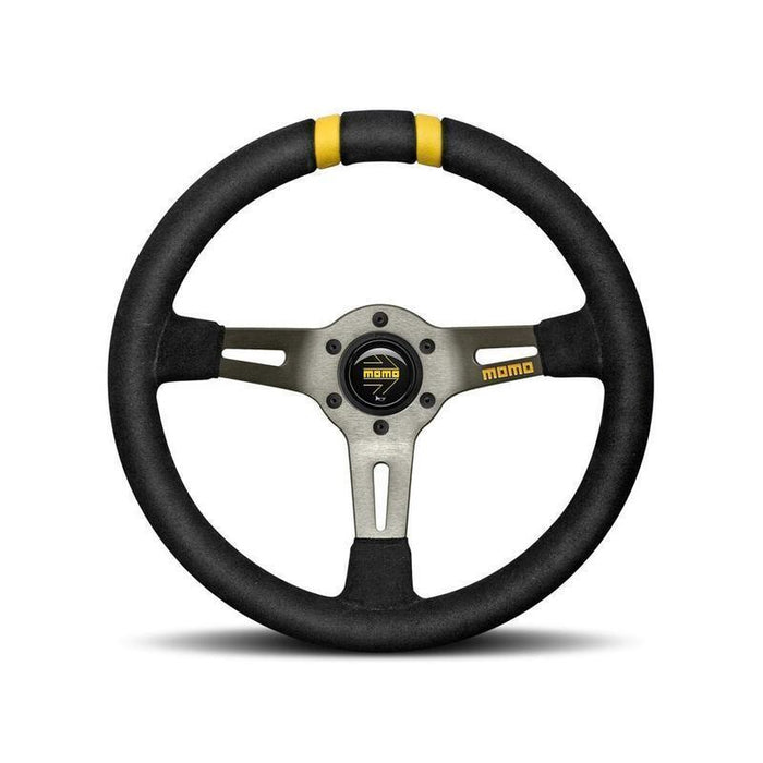 MOMO MOD.08 330 Diam 88 Dish Blk Leather Blk Spokes 1 Stripe