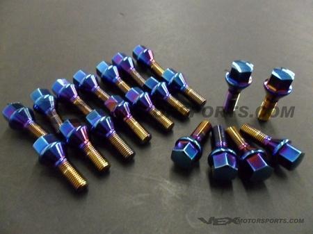 Wheel Mate Mevius Lug Bolt Set of 20 - Blue Neon 12x1.50 27mm Cone 60 DEG TAP