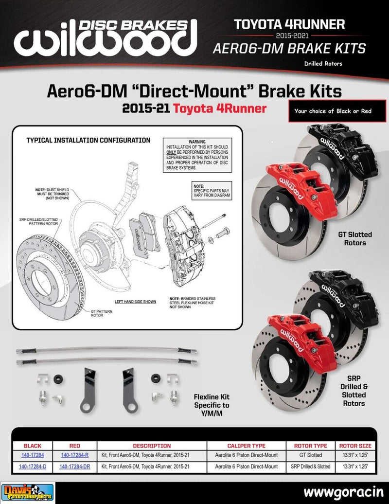 Wilwood 15-21 Toyota 4Runner Aero6-DM R/H Red