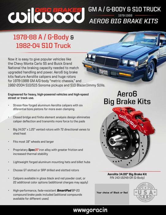 Wilwood AERO6 Caliper Bracket Kit Front G-Body