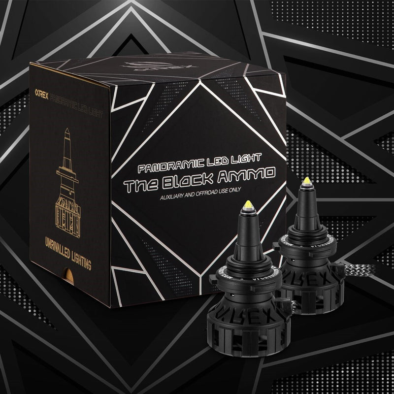 AlphaRex Black Ammo Panoramic LED Light Bulbs - H11