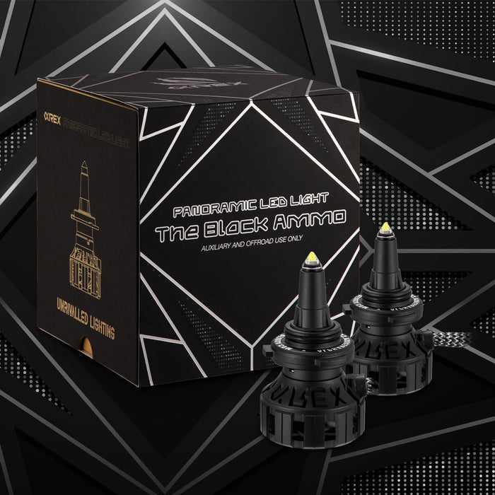 AlphaRex Black Ammo Panoramic LED Light Bulbs - H11