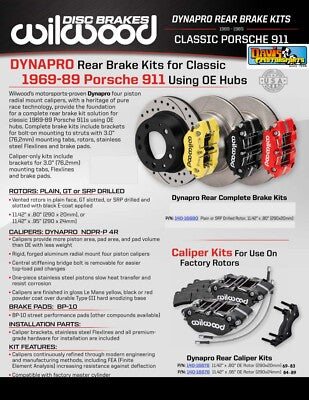 Wilwood 69-83 Porsche 911 Narrow Dynapro-P Radial Rear Brake Kit Red Caliper SRP Drill & Slot Rotor