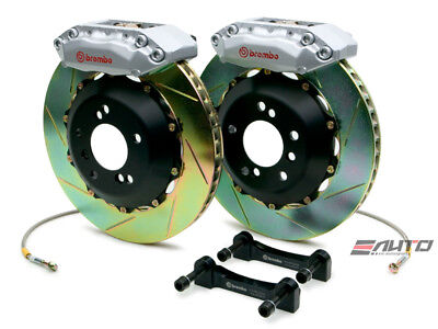 Brembo 96-00 Honda Civic EX Coupe/Sedan Front Slotted GT BBK 4 Piston 2pc 328x28 Rotors - Silver