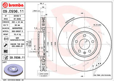 Brembo OE Porsche Macan 2015-2018 UV Coated Brake Disc - Rear