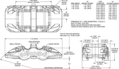 Wilwood ST AERO4 Caliper 1.88/1.62 1.25 Rotor