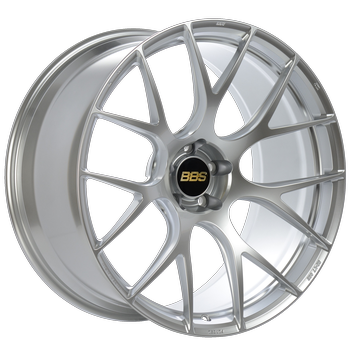 Silver alloy wheel with BBS logo on a white background
