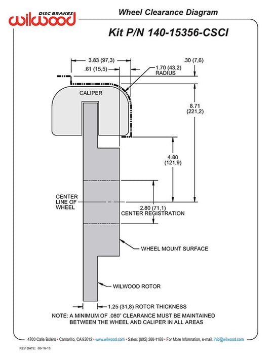 Wilwood Mustang Front Kit 15+ SX6R CSiC