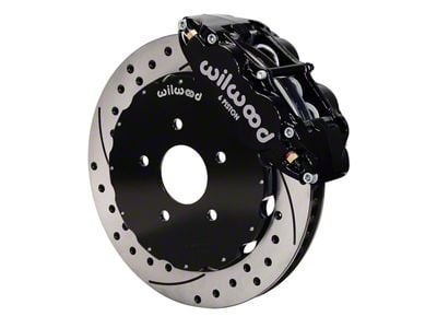 Wilwood 20-23 Chevy Corvette C8 Aero4 Black Rear Big Brake Kit - Drilled & Slotted